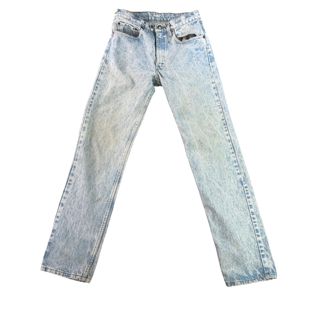 Levi's 505 Jeans Mens 29x34 Blue Acid Wash Vintage Made in USA Straight Leg 80s‎